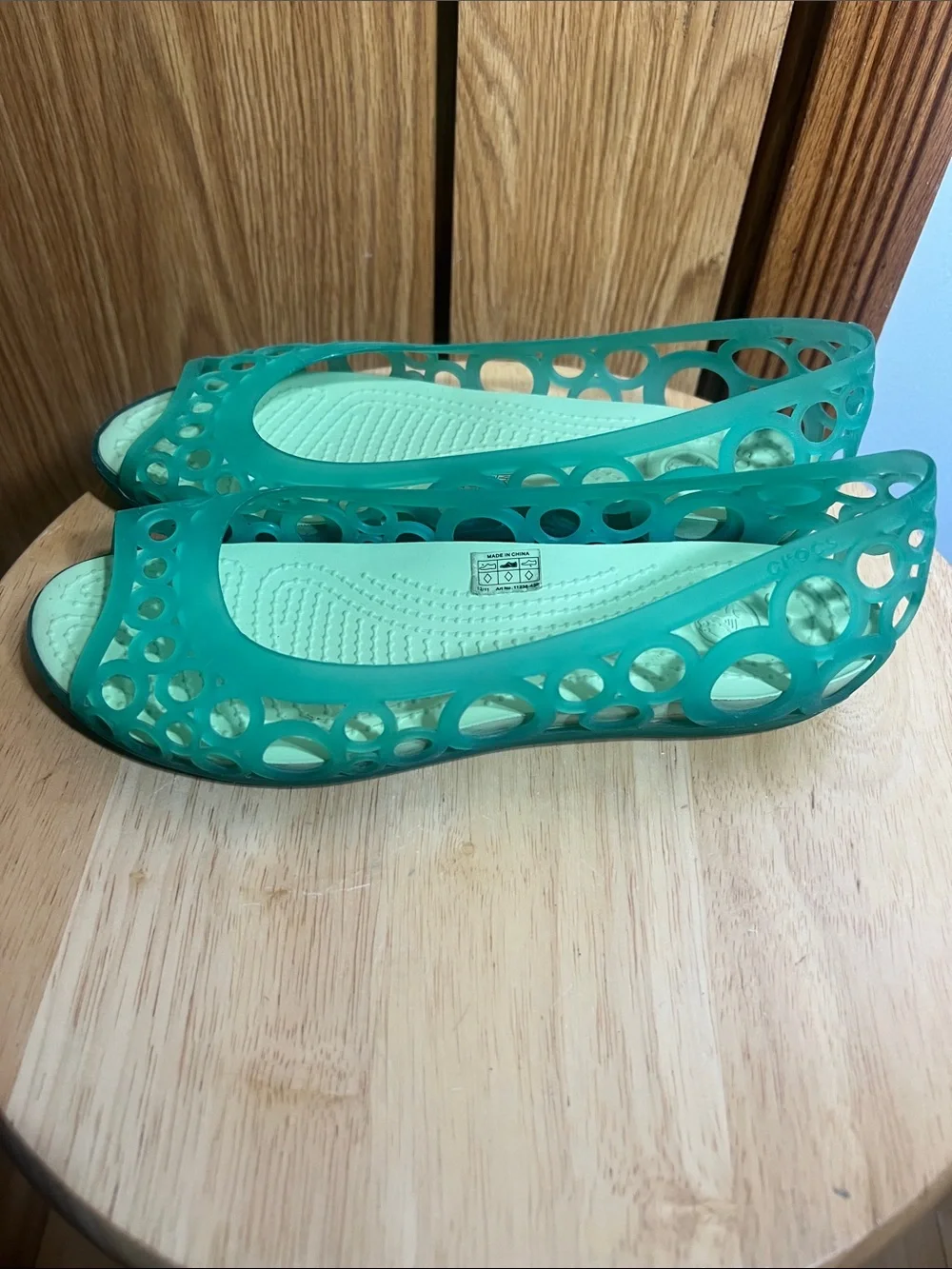CROCS Women's Teal Cutout Slip-On Flats